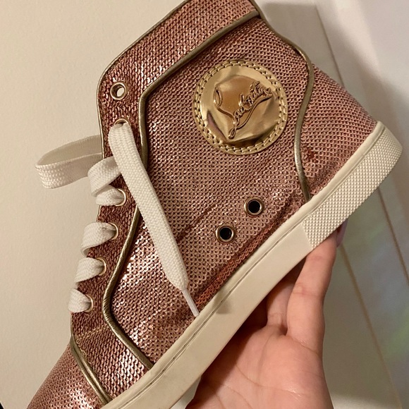 CHRISTIAN LOUBOUTIN BIP BIP PINK SEQUIN SNEAKERS